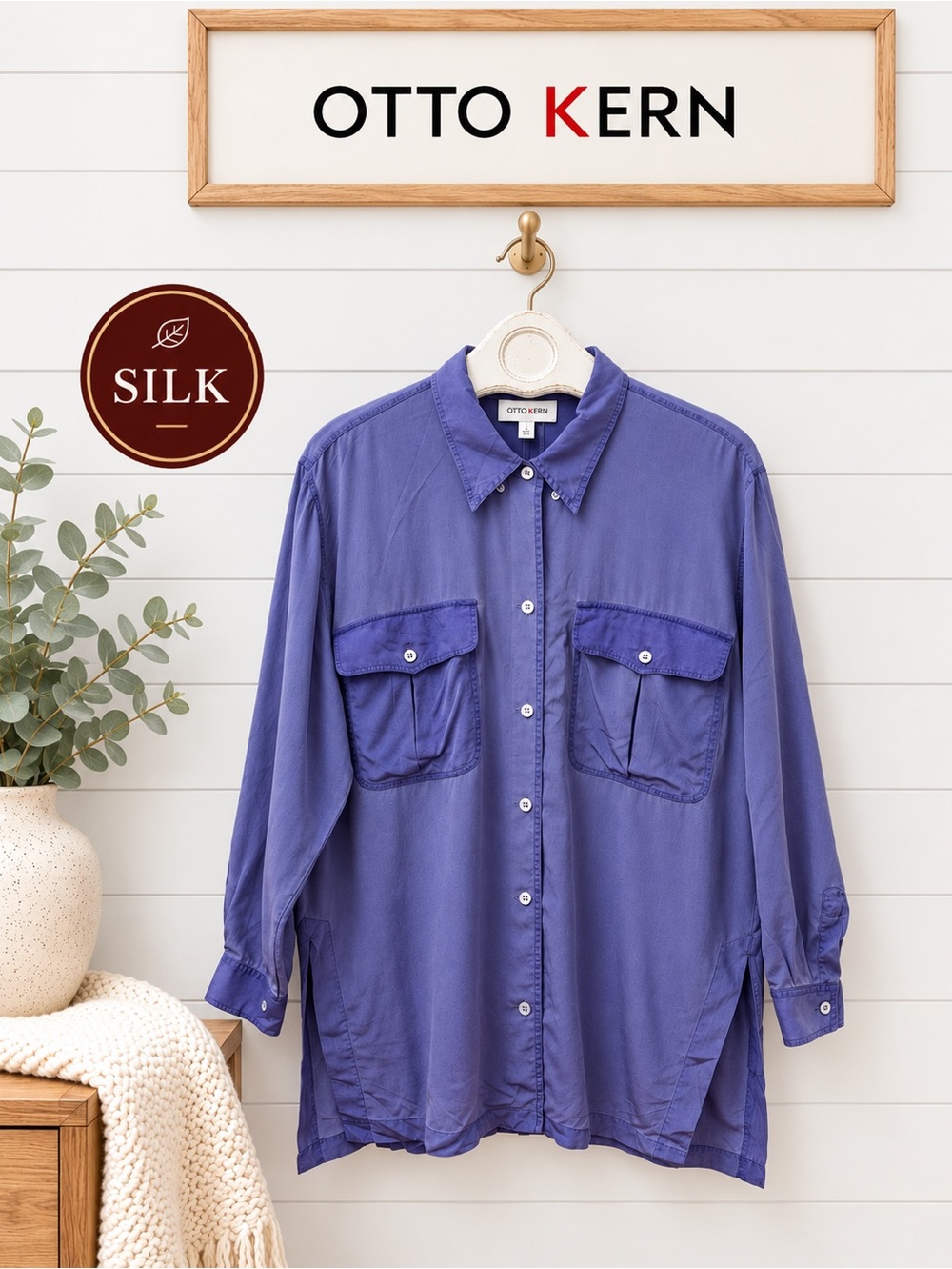 OTTO KERN Vintage Silk Shirt – Lavender – Size 2 (S/M) oversized